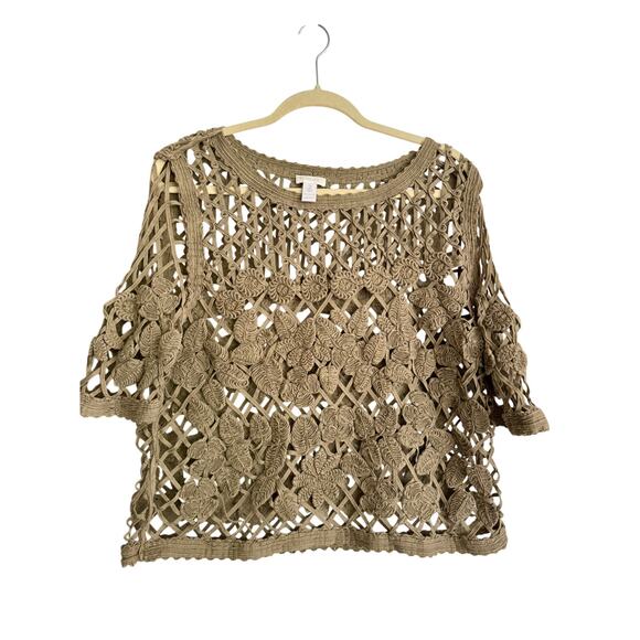 Chico's Tops - Chico's Green Crochet Top Size 2 (12)